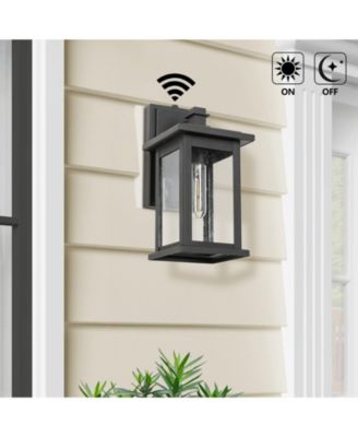 1-Light Not Motion Sensing Dusk to Dawn Outdoor Hardwired Wall Lantern Sconce with No Bulbs Included