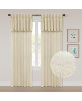 Sparkle Linen Back Tab With Attached Valance Pair Natural 52 Xd796