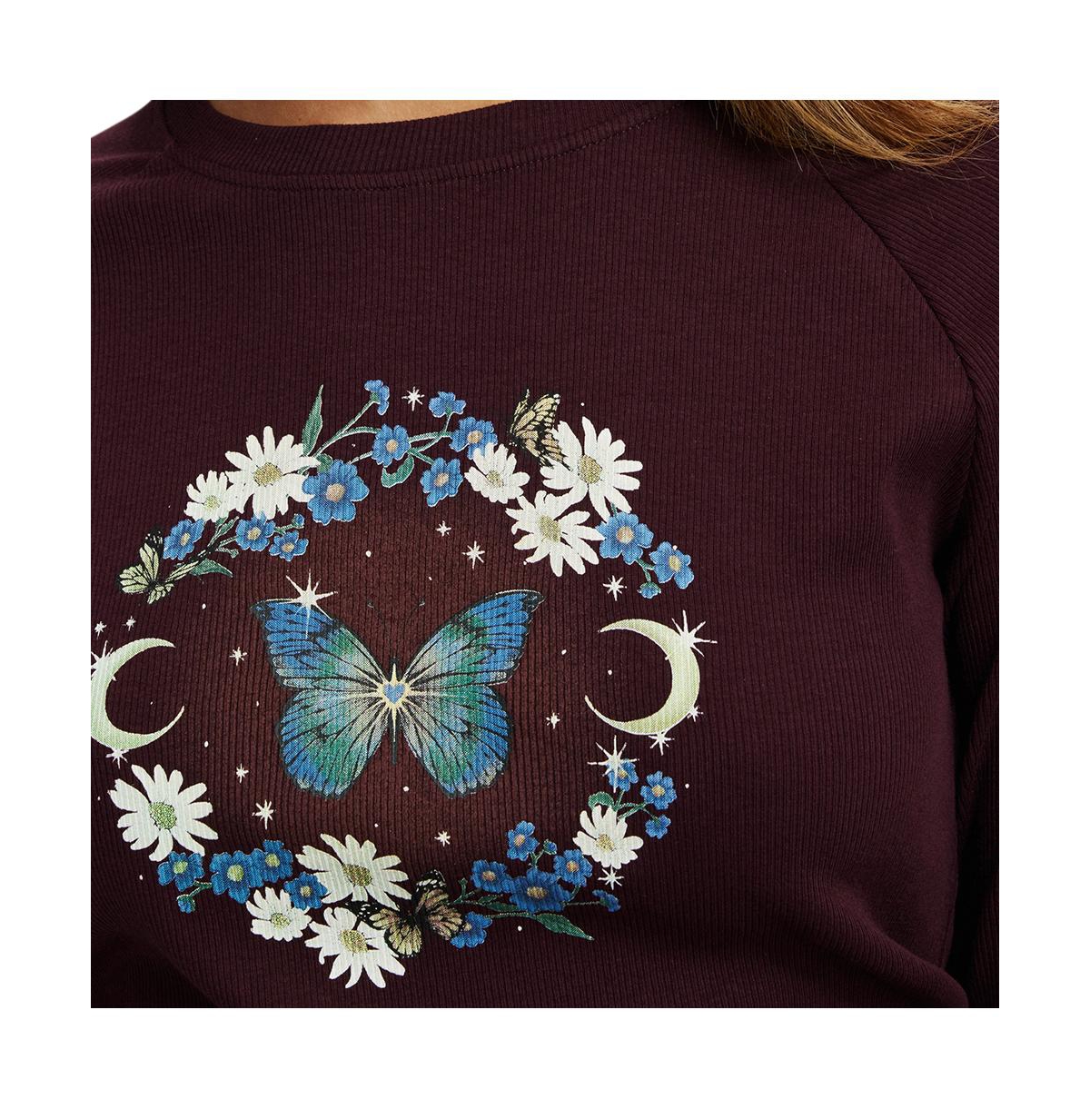 Cotton On Women's Raglan Rib Long Sleeve Tee - cherry ripe