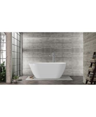 Luxurious 67-Inch Deep Soaking Acrylic Freestanding Bathtub with Sloped Lumbar Support, Glossy White Finish, Chrome Drain, cUPC Certified