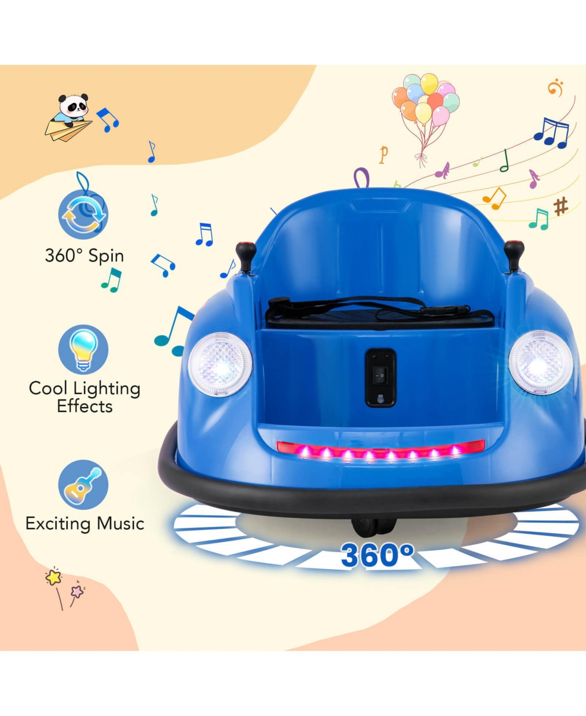 Ride on Bumper Car for Kids with Remote Control 360 Degree Spin Led Light