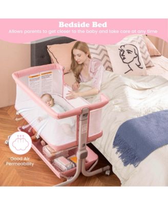Baby Bassinet Bedside Sleeper with6-Level Adjustable Height