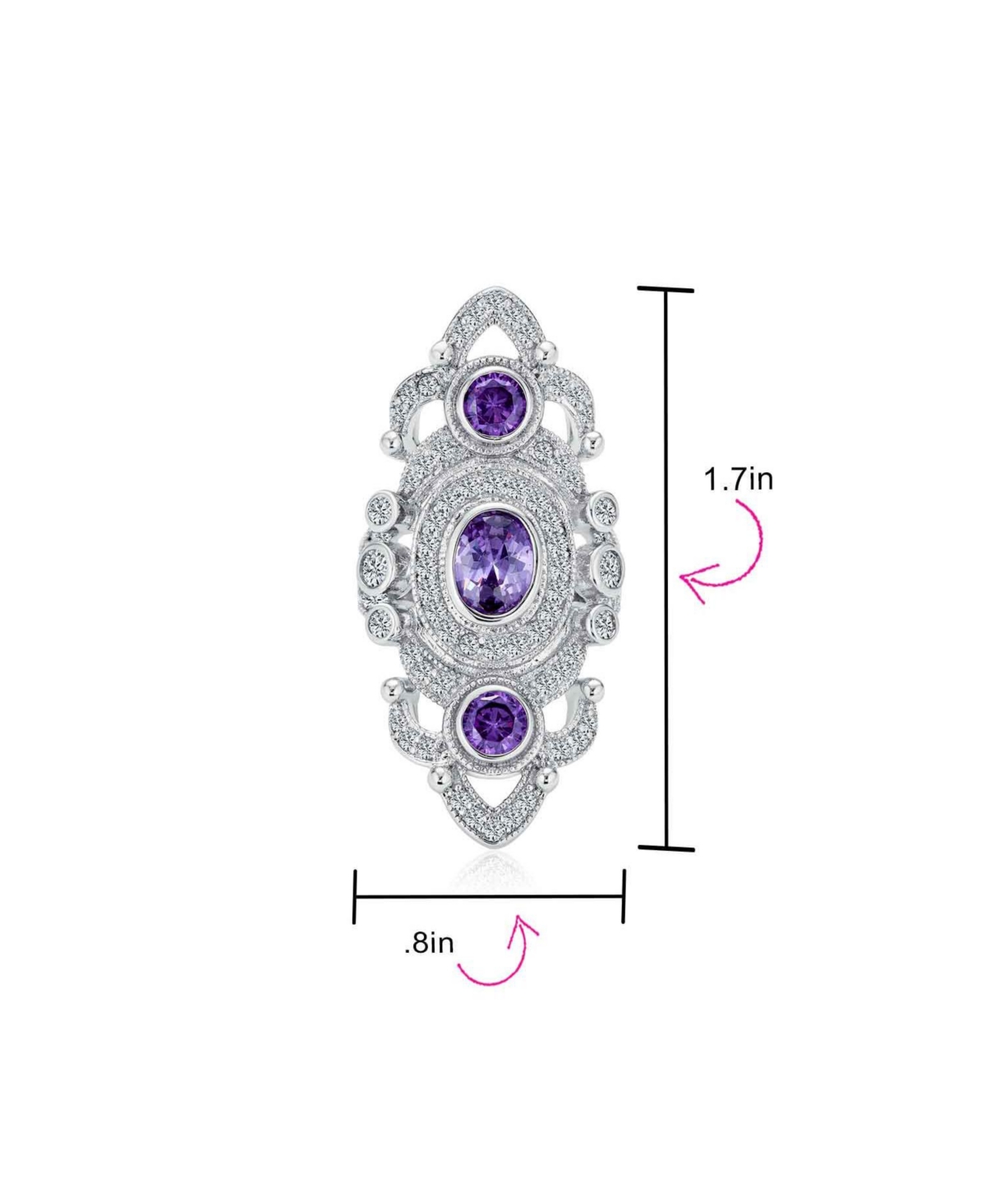 Bling Jewelry FiligreeCubic Zirconia Armor Full Finger Statement Ring Cz Silver Plated Brass - Purple