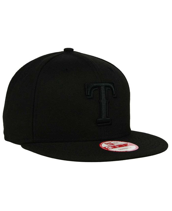 New Era Texas Rangers Black on Black 9FIFTY Snapback Cap - Macy's