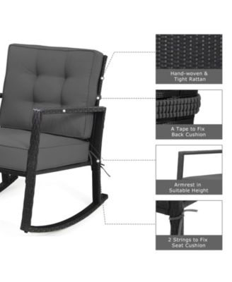 Patio Rattan Rocker Outdoor Glider Rocking Chair Cushion Lawn