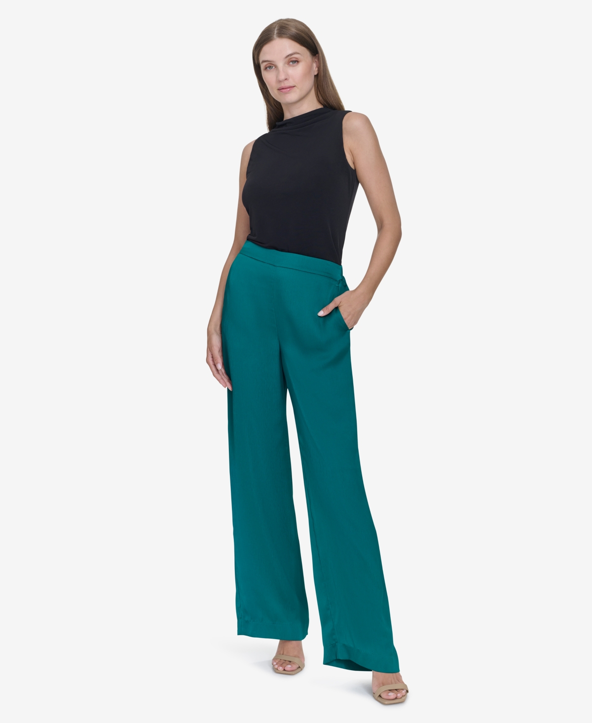 Halston Women's Mid-Rise Straight-Leg Pull-On Pants