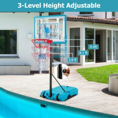 Adjustable Pool Basketball Hoop with Stable Base Portable Design and Durable Backboard for Indoor and Poolside Play