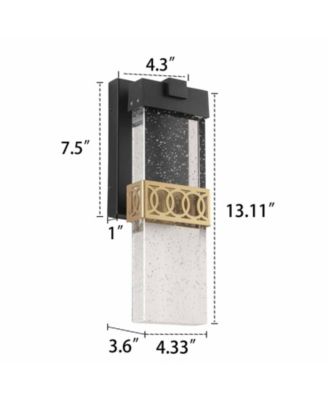 1-Light Black and Gold not Motion Sensing LED Outdoor Hardwired Wall Lantern Sconce with No Bulbs Included