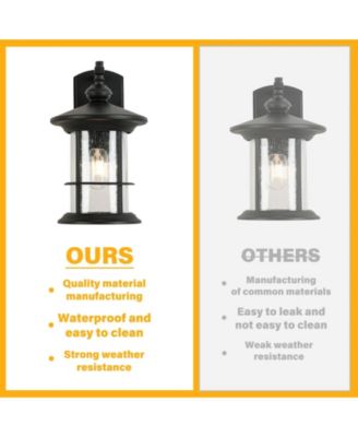 1 Waterproof Outdoor Wall Light, Clear Glass Sheet Outdoor Wall Light, Matte Black