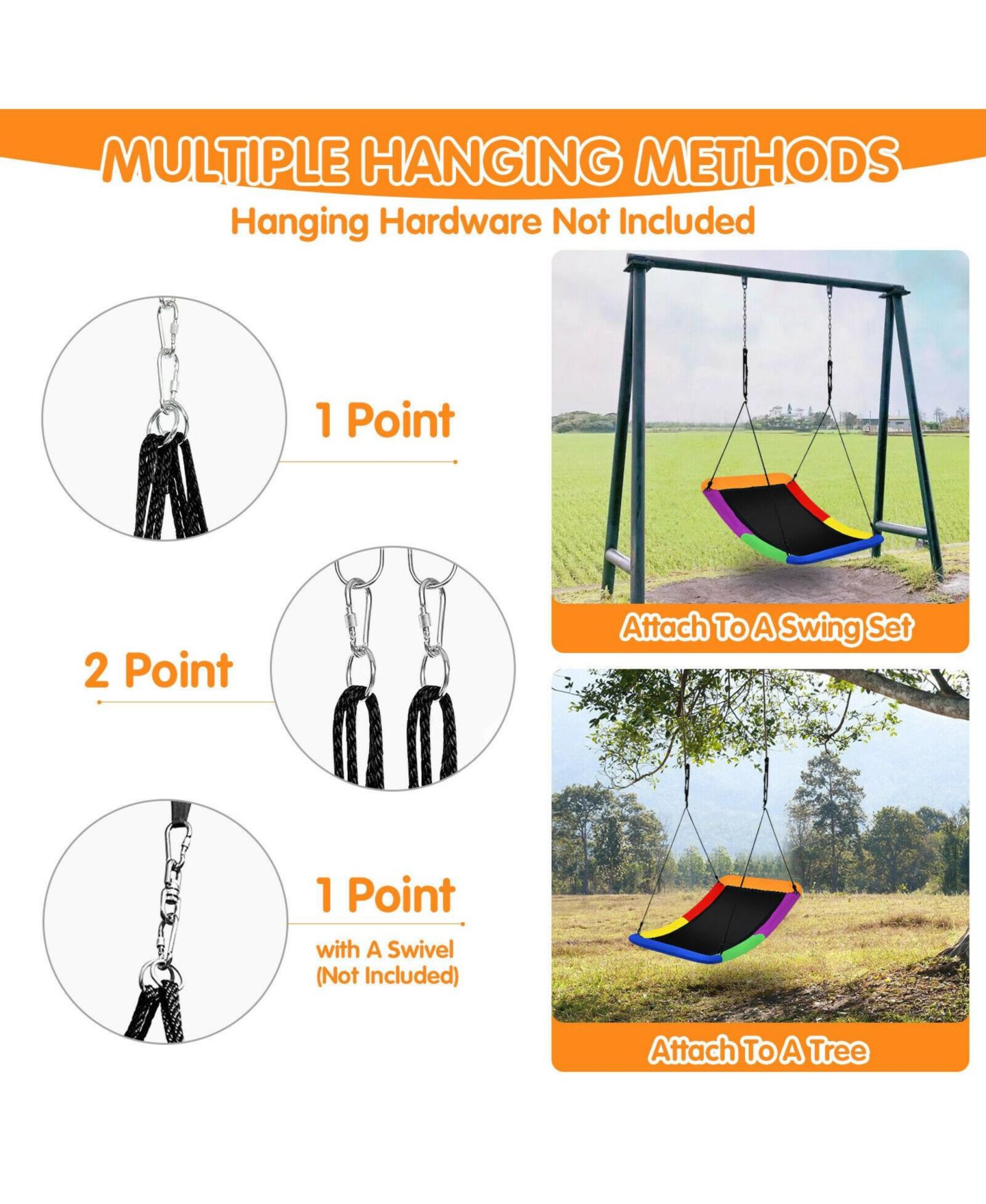 Детская игрушка HONGGE Giant 60 Inch Platform Steel Tree Swing, 700 lb Capacity, Ages 3+ — фото 7
