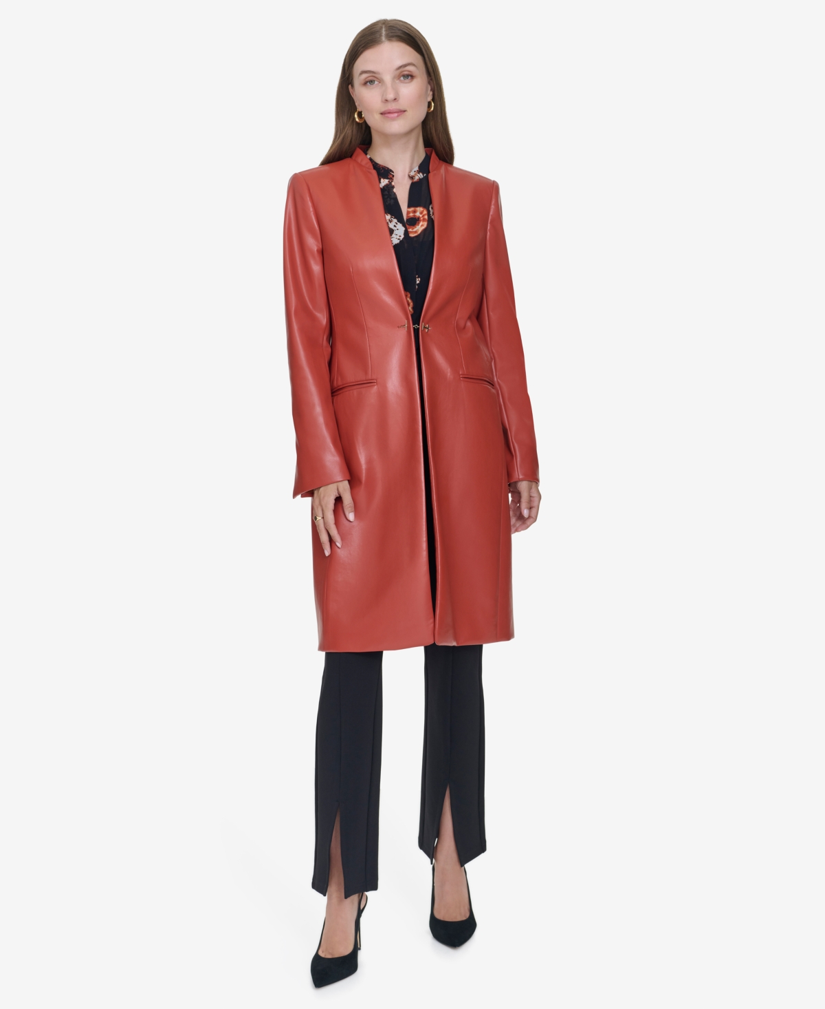 Halston Women's Faux-Leather Topper Jacket