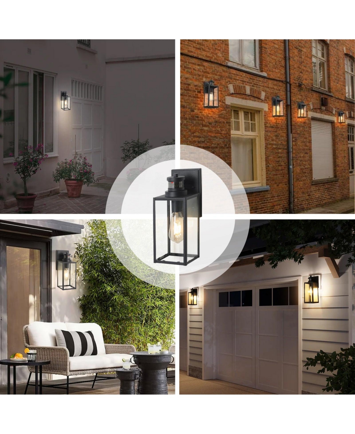 Flynama 1-Light Matte Black Non-Motion Sensing Outdoor Hardwired Wall Sconce Light with Socket, Bulb Not Included