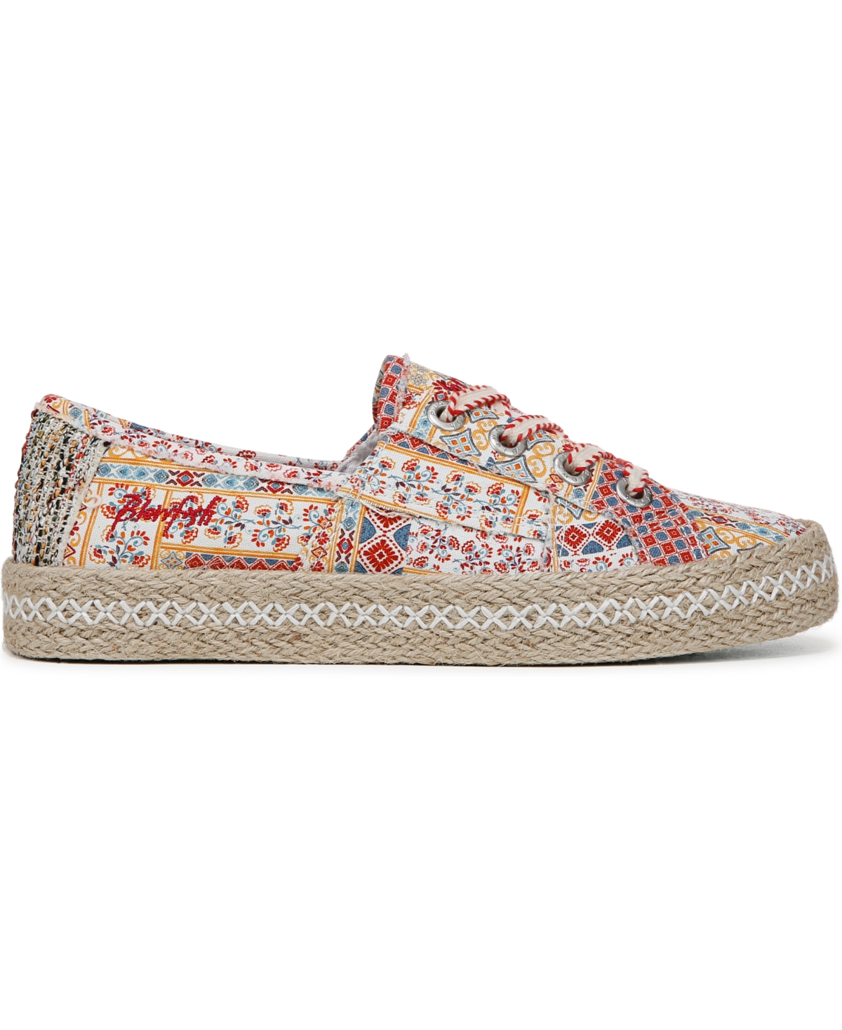 Shop Blowfish Malibu Women's Buenos Lace Up Sneakers In Red Festival Floral Canvas