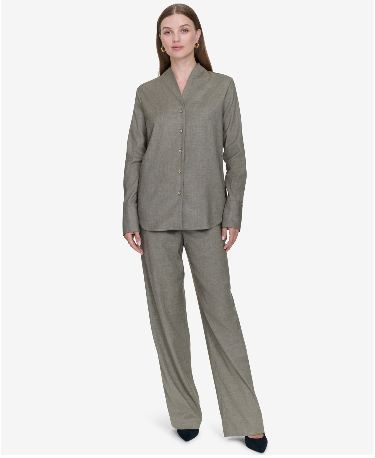 Halston Women's Mock-Neck Shirt -camel