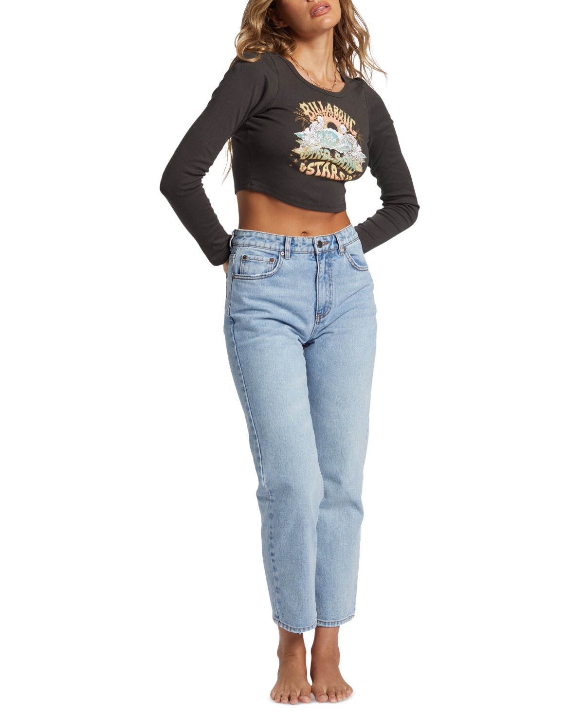 Billabong Juniors' Stars In Your Eyes Crop Cotton Long-Sleeve T-Shirt