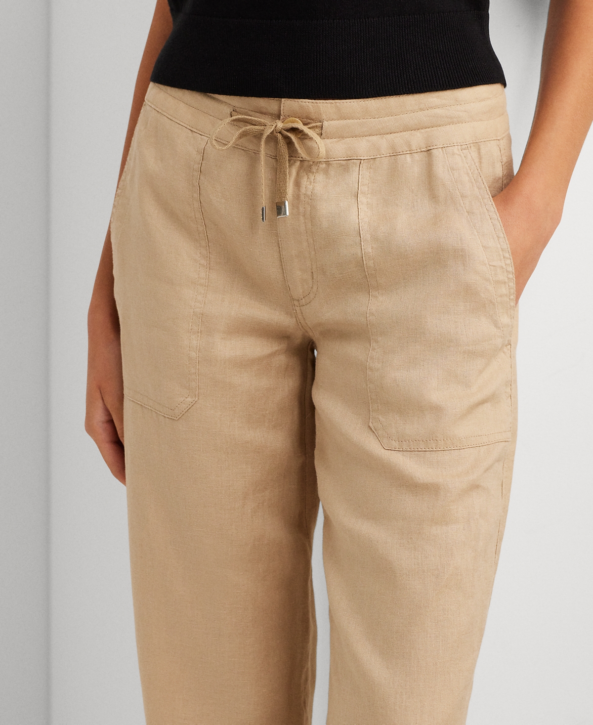 Ralph Lauren Petite 100% Linen Wide-leg Linen Pants In Neutral