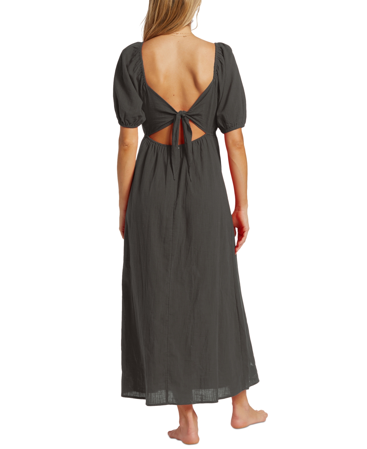 Billabong Love Fade Puff Sleeve Maxi Dress In Black