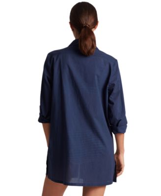 Women's Logo Embroidered Shirt Swim Cover-Up