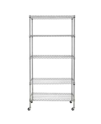 5-Tier NSF-Certified Steel Wire Shelving with Wheels - Chrome