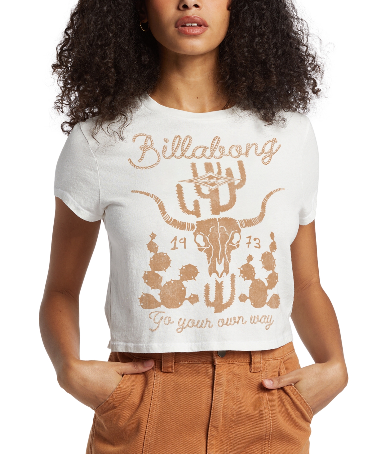 Juniors' Go Your Own Way Cotton Short-Sleeves T-Shirt - Salt Crystal