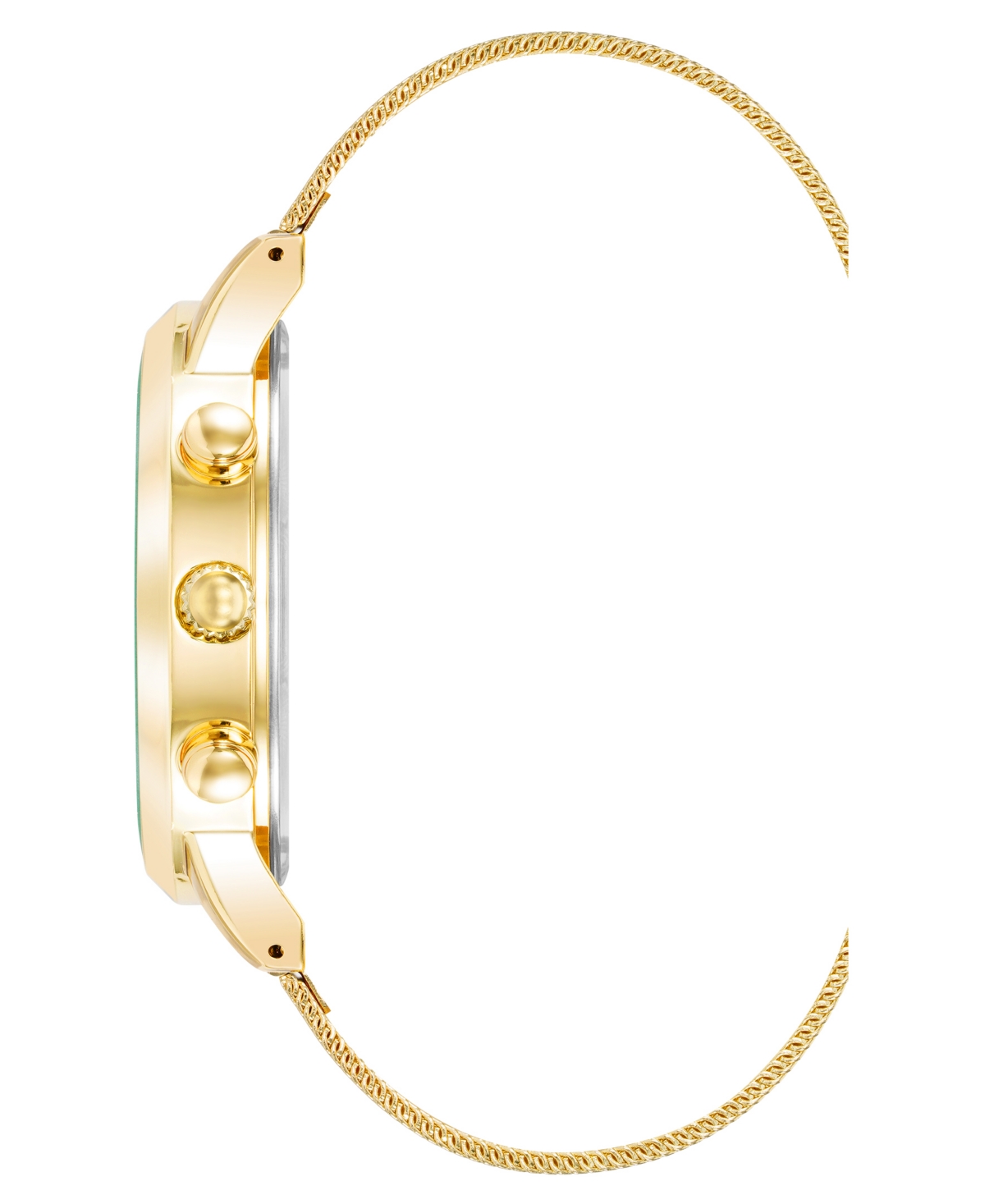 Steve Madden Men's Minimalist Black And Gold-tone Stainless Steel Mesh Watch, 45mm In Black,gold-tone