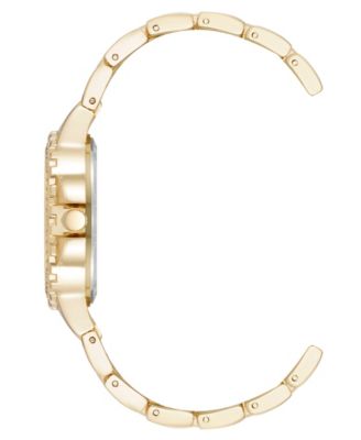 Women's Charming Black and Gold-Tone Alloy Metal Bracelet Watch, 38mm