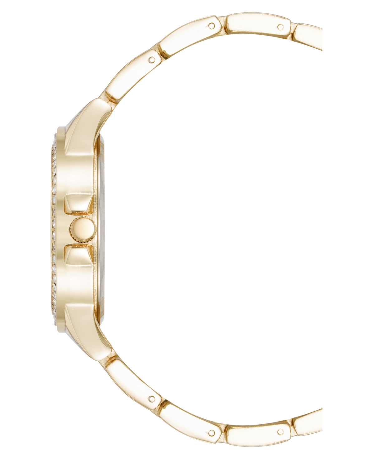 Steve Madden Women's Signature White Enamel And Gold-tone Alloy Metal Bracelet Watch, 36mm In White,gold-tone