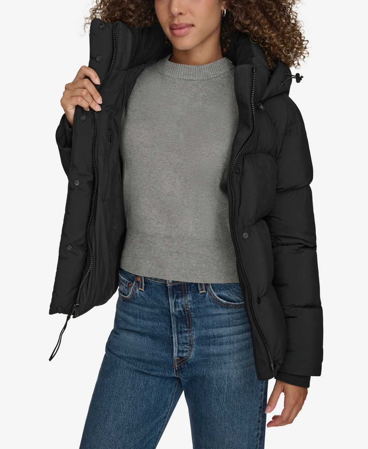Levi's Women's Quilted Hooded Puffer Jacket In Black