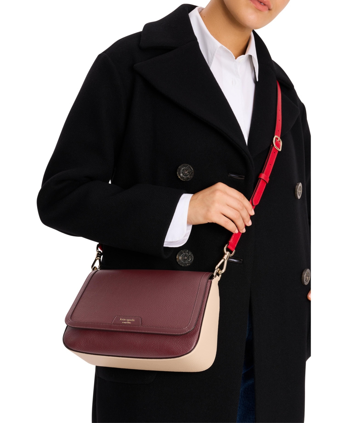 Kate Spade New York Hudson Colorblocked Pebbled Flap Shoulder Bag