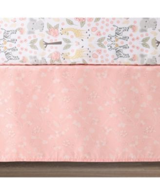Pink and Grey Wildest Dreams Crib Bedding Set for Baby Girls, 3 Piece Nursery Set
