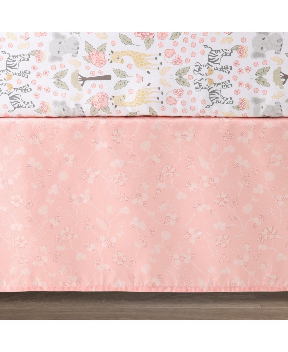 The Peanutshell Pink and Grey Wildest Dreams Crib Bedding Set for Baby Girls, 3 Piece Nursery Set