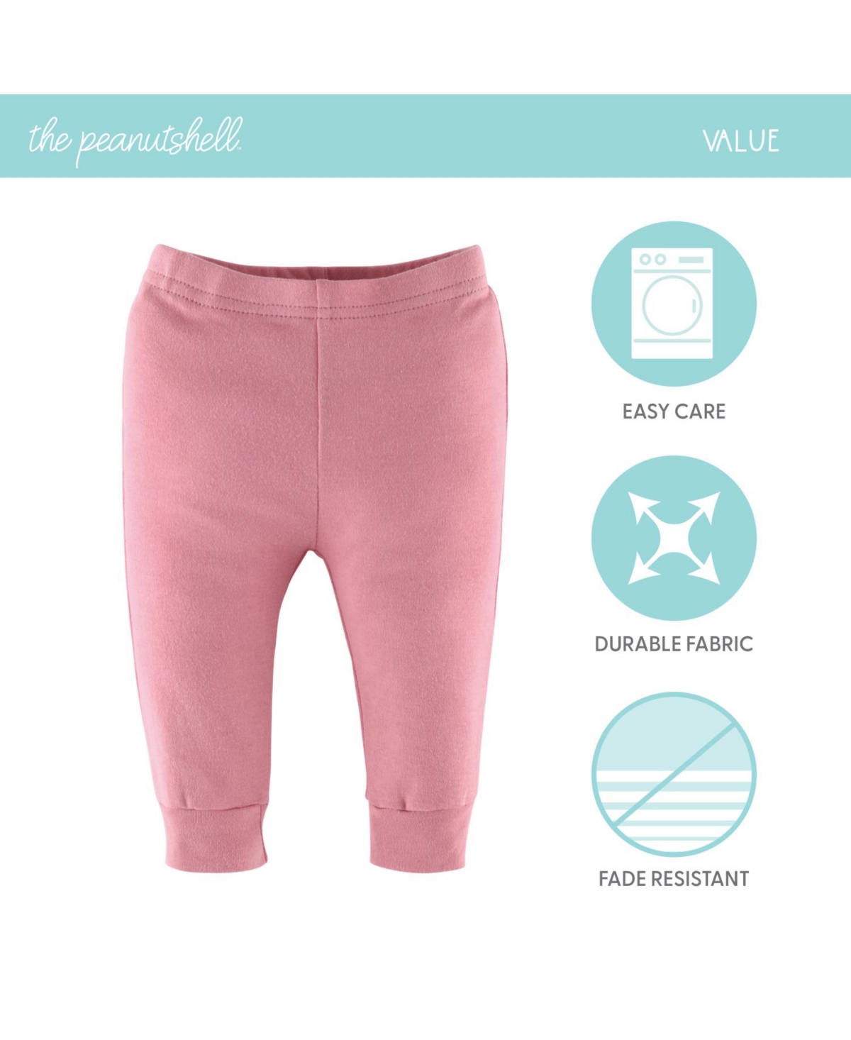 The Peanutshell Baby Girls Pants, 5-Pack, Rainbow Safari -coral