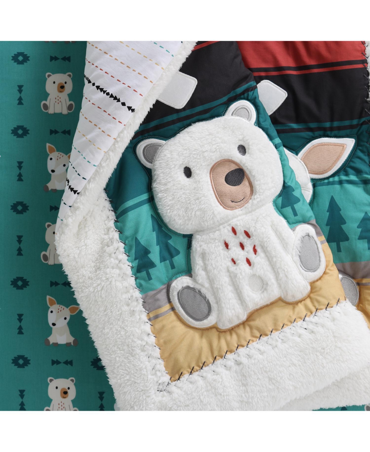 The Peanutshell Western Woods Organic Cotton Bedding Set for Baby Boys, 4 Pieces -rust/teal