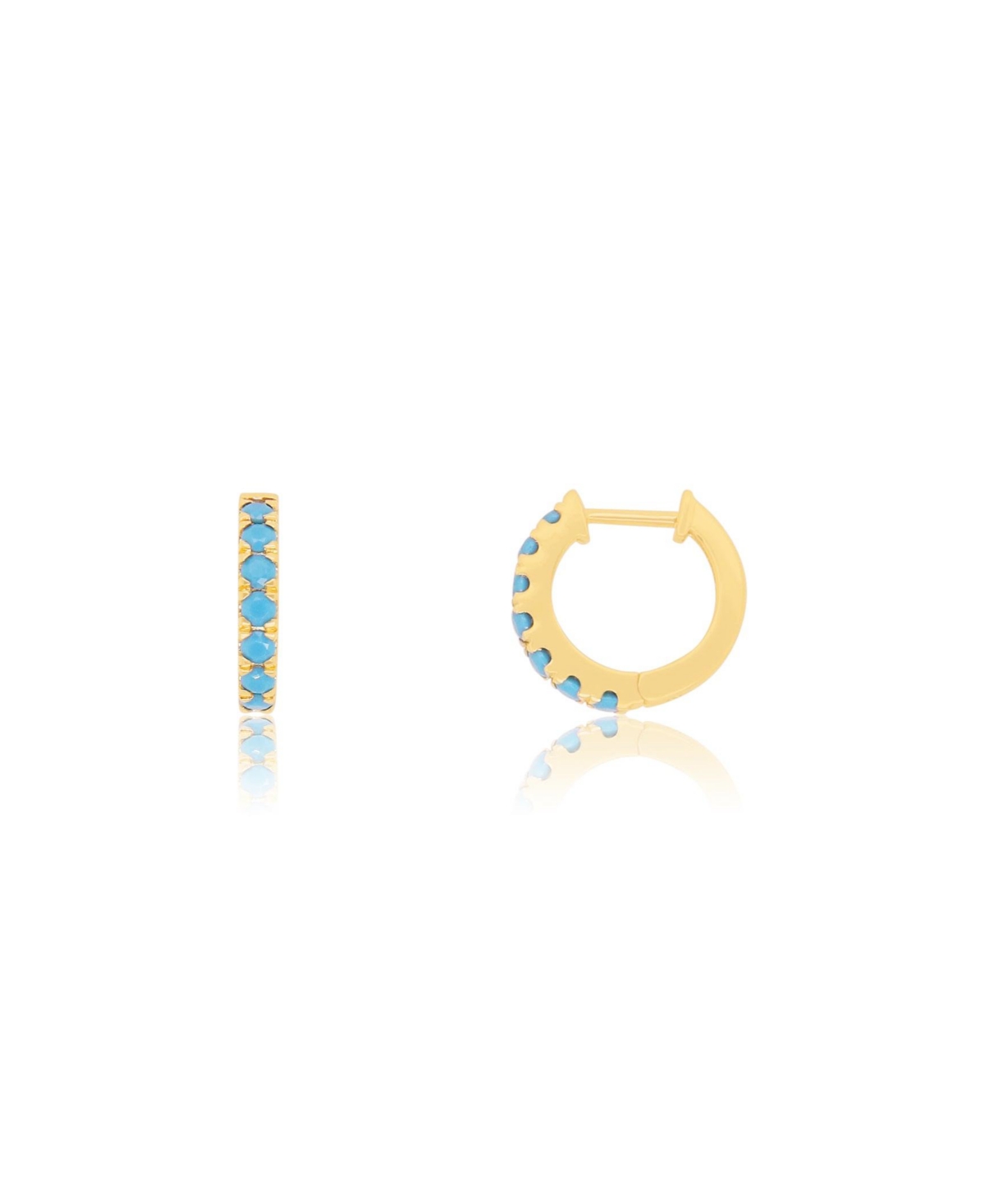 Turquoise Huggie Hoop Earrings 14K Gold - Turquoise
