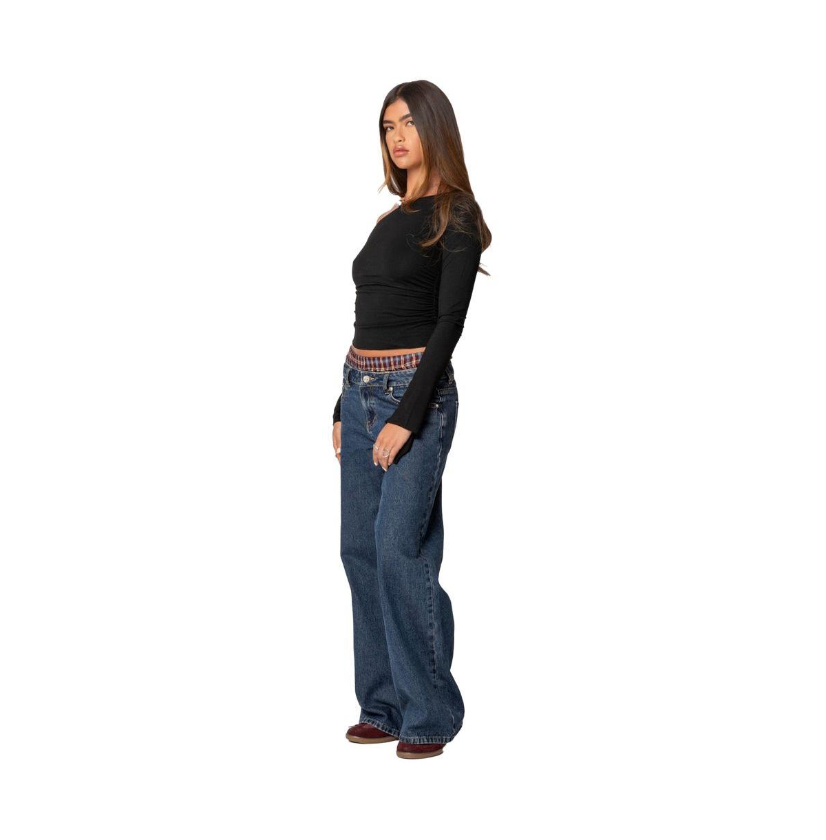 Edikted Women's Stacie Asymmetric Long Sleeve Top