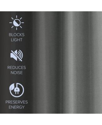 Brushed Serengeti Stria 100% Blackout Grommet Pair (2 panels), 52"×84"