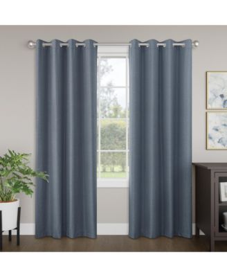Brushed Serengeti Stria 100% Blackout Grommet Pair (2 panels), 52"×84"