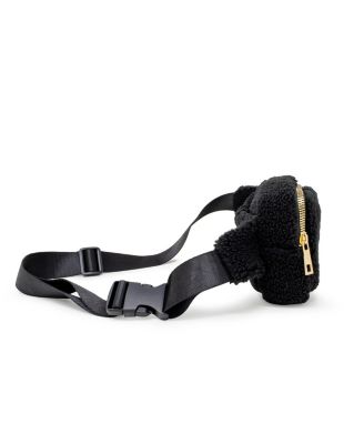 Girls Fuzzy Belt Bag with Heart for Kids, Black