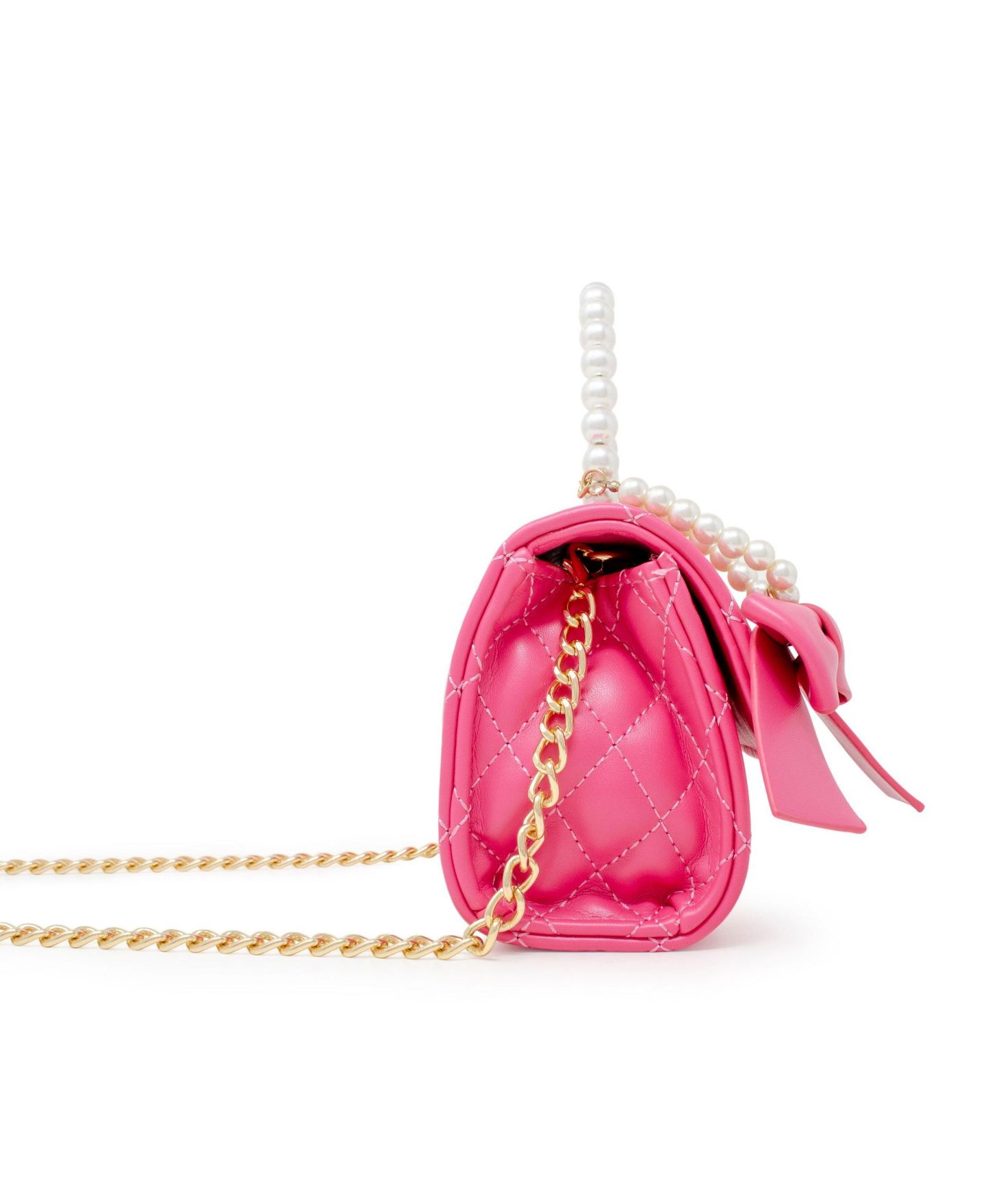 Сумка Tiny Treats + Zomi Gems Quilted Pearl Handle Bow Ribbon Handbag, Hot Pink для девочек — фото 3