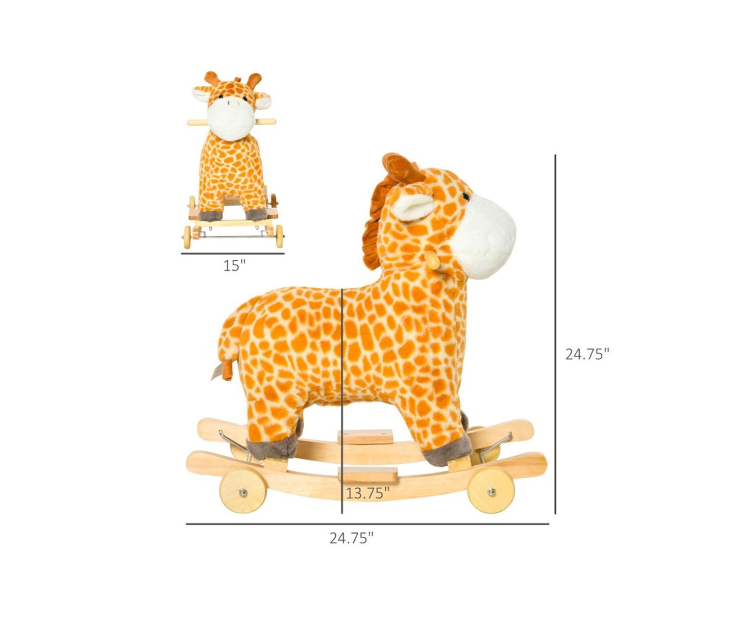 Детская игрушка Slickblue Durable Baby Rocking Horse for Children Aged 3 to 6 Years Safe and Fun Ride-On Toy, цвет: Жёлтый — фото 3