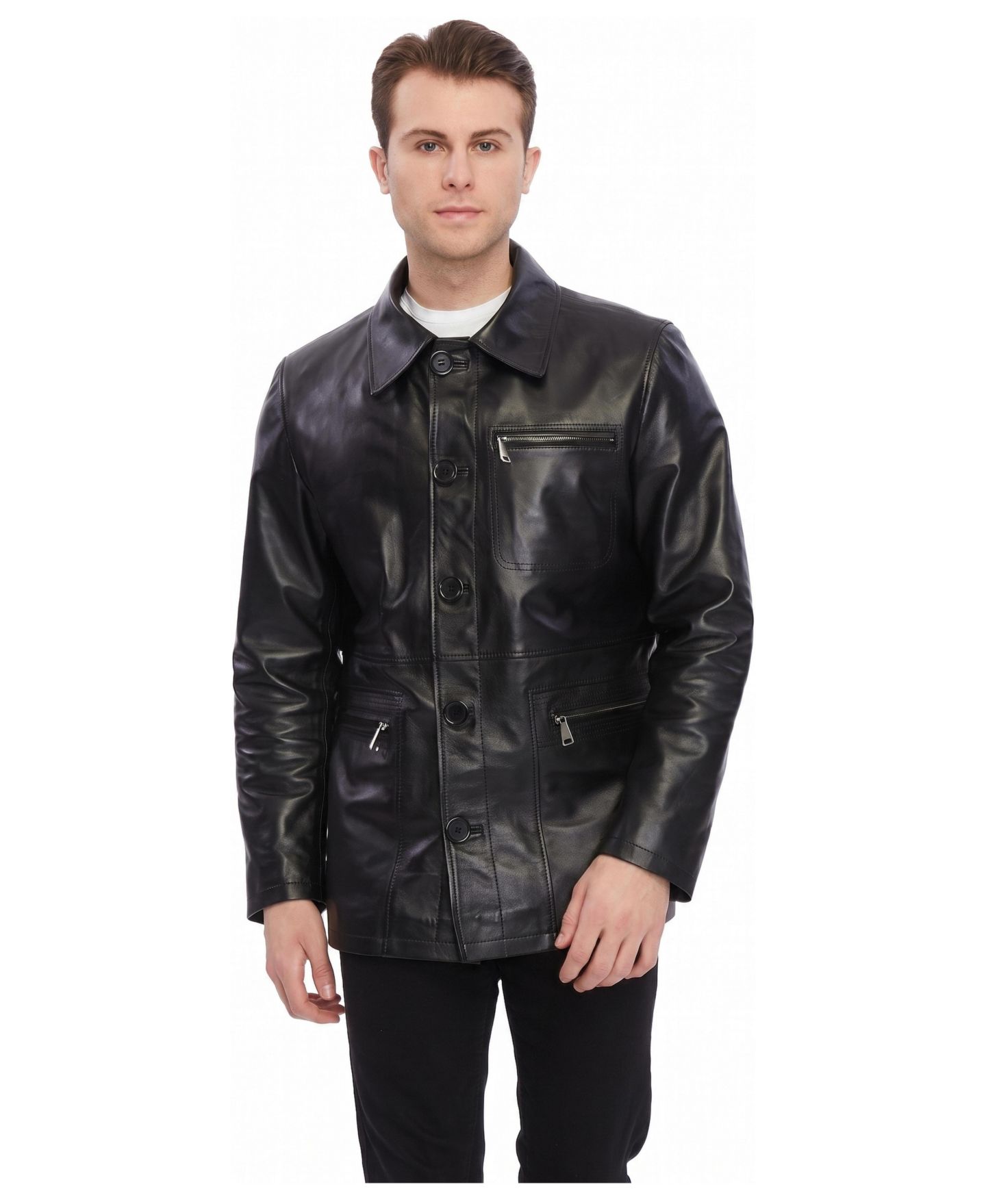 Мужская куртка Furniq UK Maximilian Leather, цвет: Чёрный — фото 1