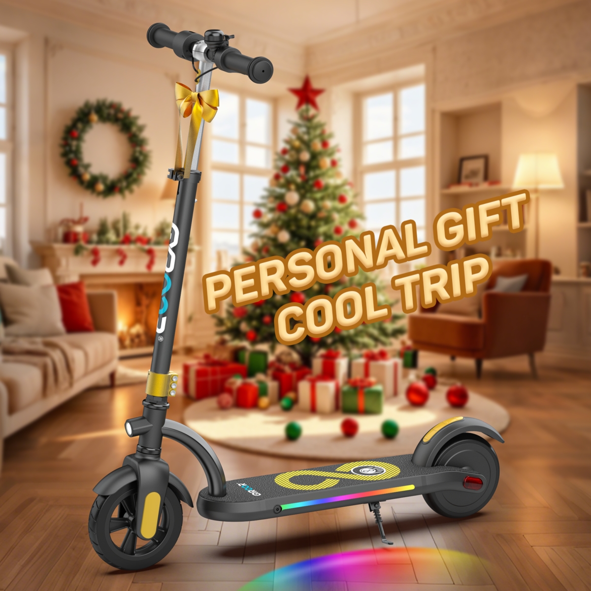 Gyroor H40 Kids Electric Scooter with 180W Motor & Led Visible Display, 10 Mph, Colorful Lights, Adjustable Speed and Height, Electric Scooter for Kid