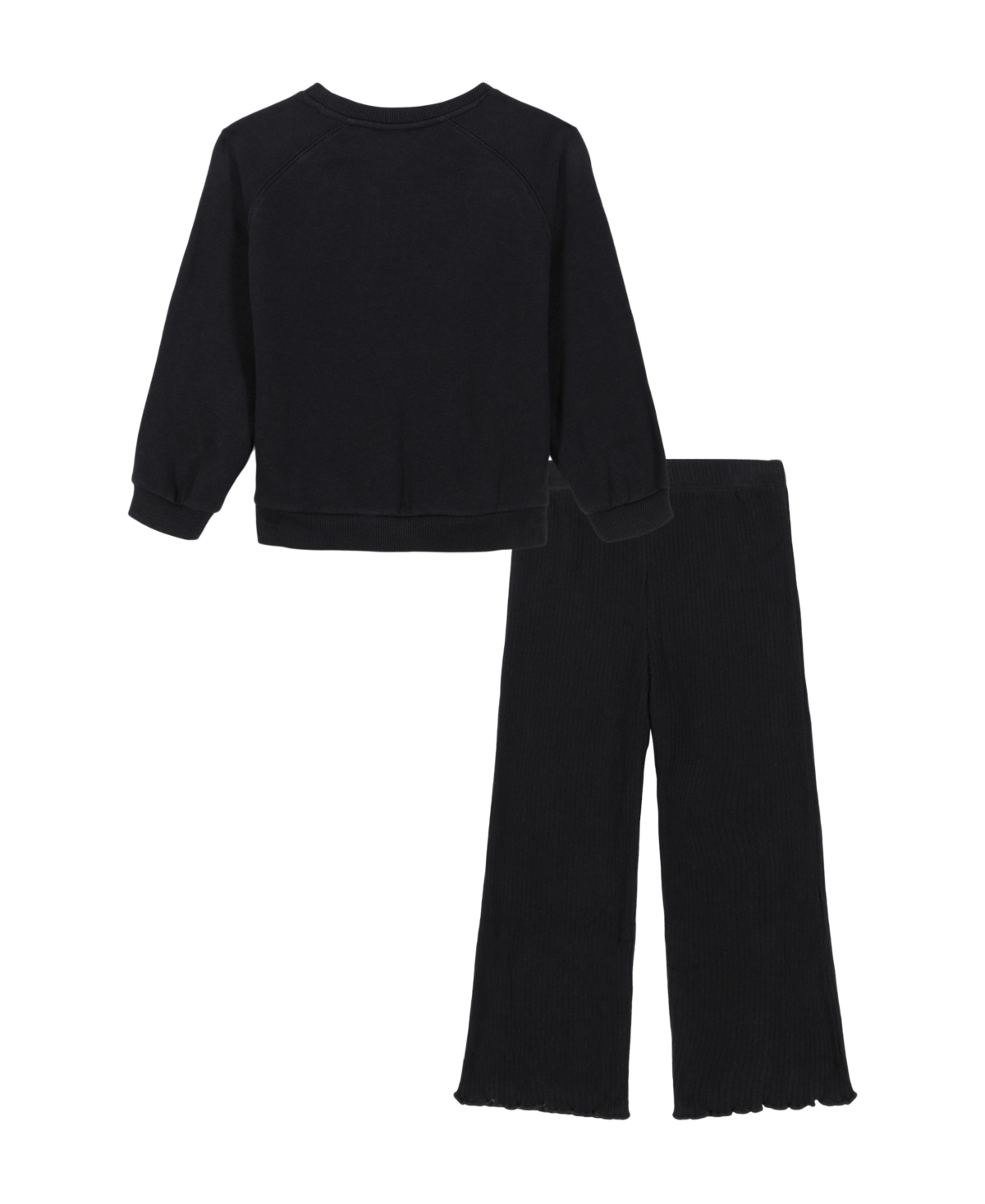 Calvin Klein Toddler and Little Girls Fleece Logo Pullover Brushed Rib-Knit Pants, 2-Piece Set -Woodrose