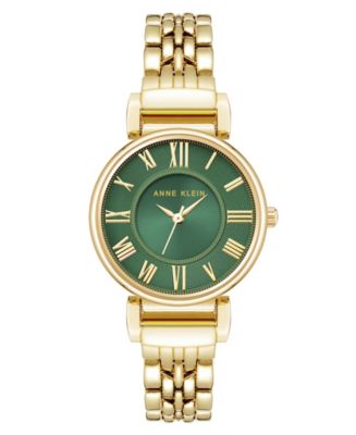 Anne Klein Women's Quartz Green Roman Numeral Dial Gold-Tone Alloy