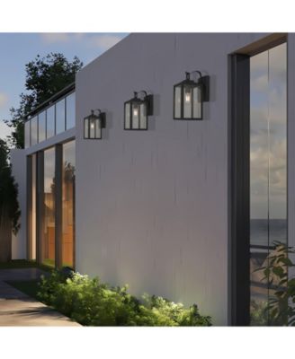 1-Light Matte Black Sensing Outdoor Hardwired Wall Sconce with No Included