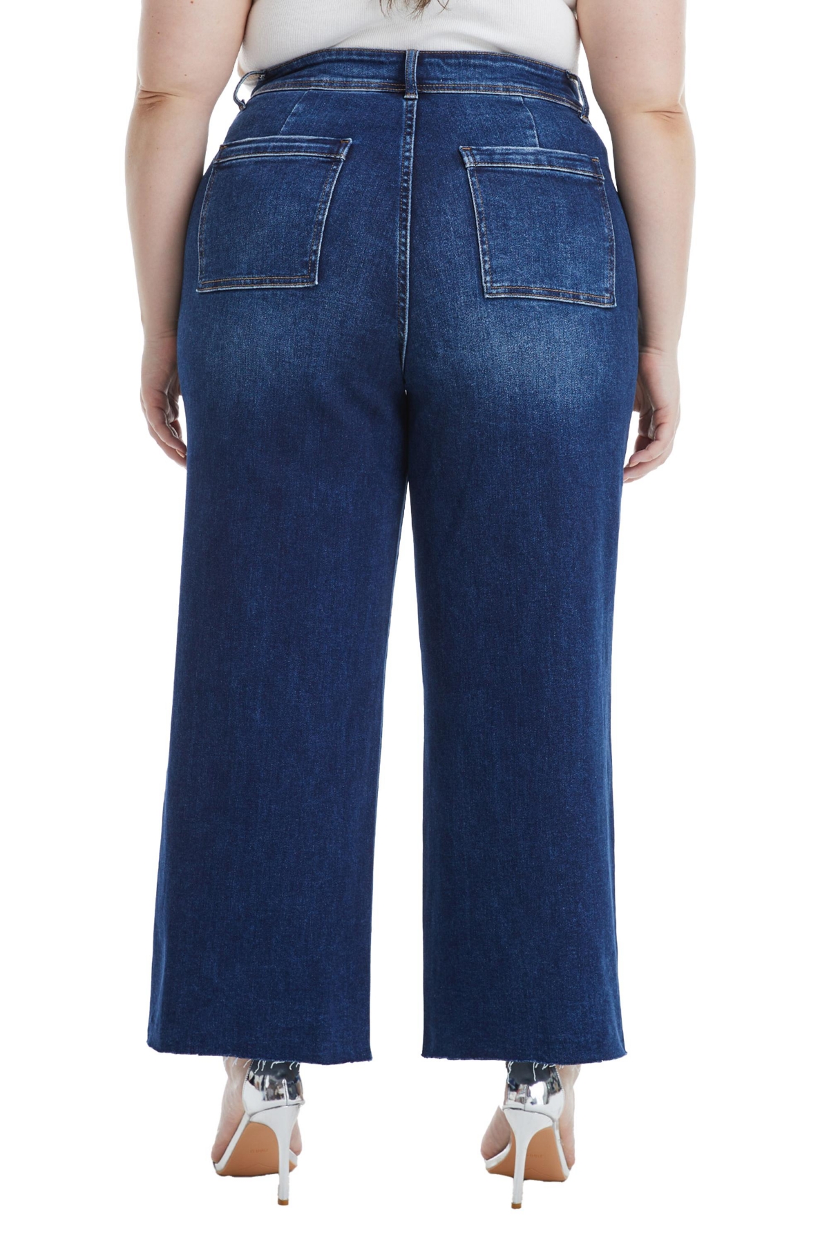 Bayeas Plus Size High Rise Wide Leg Jeans With Raw Hem