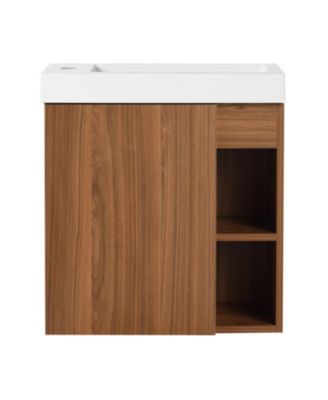 Compact Wall Vanity with Resin Sink and Soft-Closing Hinges