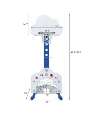 3-in-1 Kids Adjustable Basketball Hoop Set with Balls