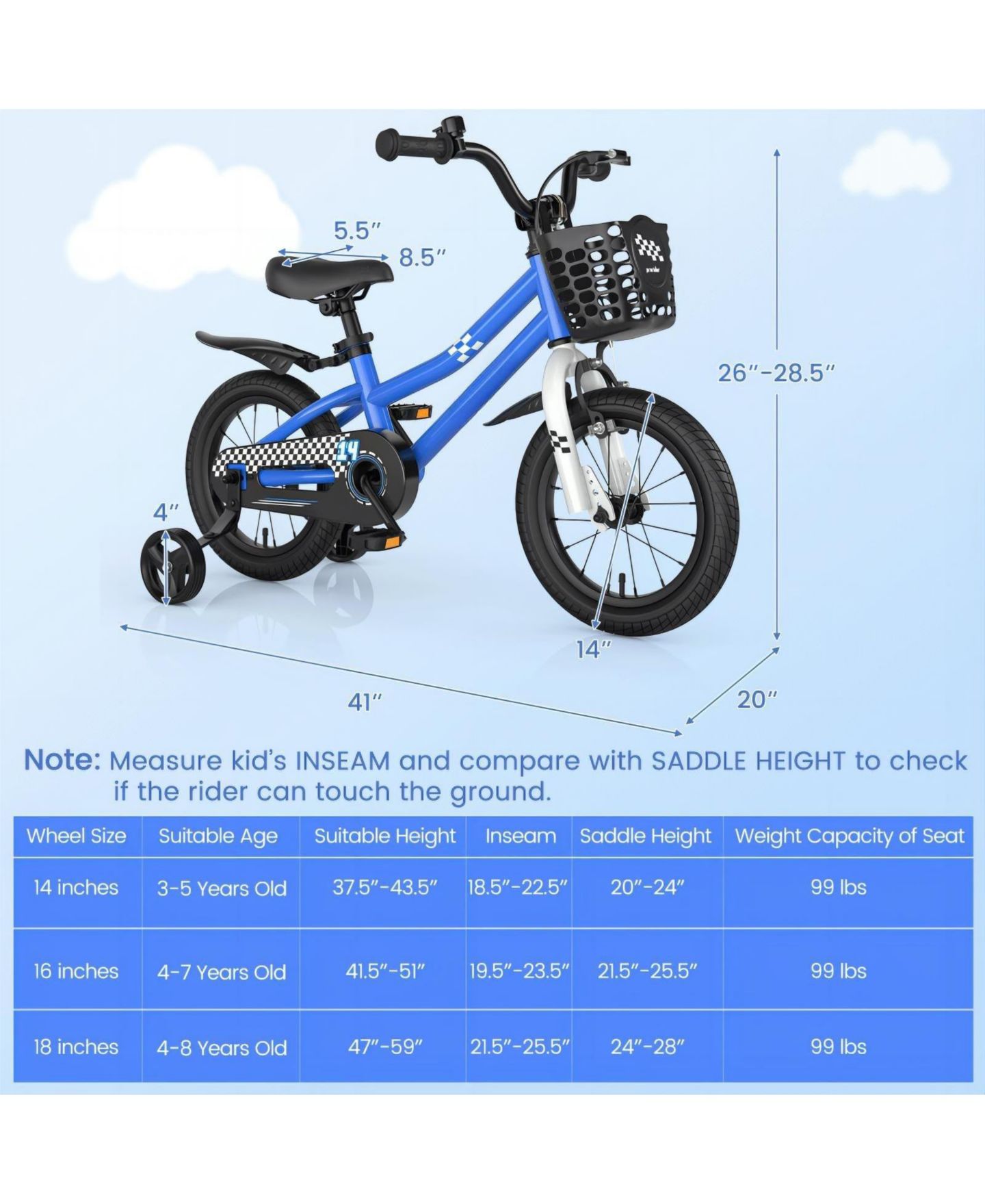 Детская игрушка HONGGE 14 Inch Kids Bike with 2 Training Wheels — фото 5