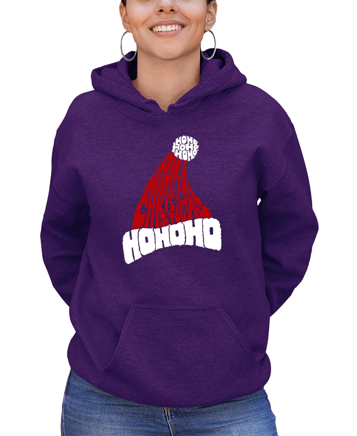 LA POP ART WOMEN'S ALL I WANT FOR CHRISTMAS IS YOU WORD ART HOODED SWEATSHIRT 